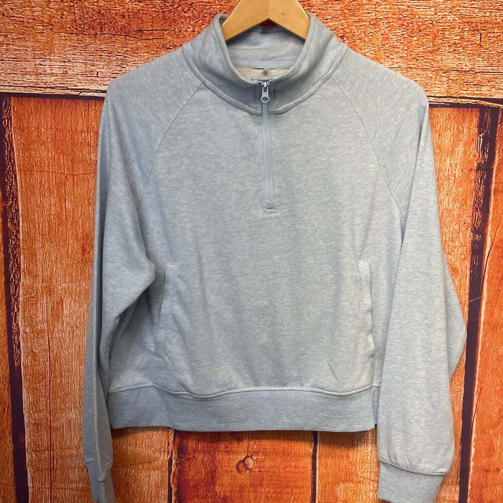 Traj3ctory Women’s Light Blue Heather Quarter-Zip Pullover Sz L NWT
